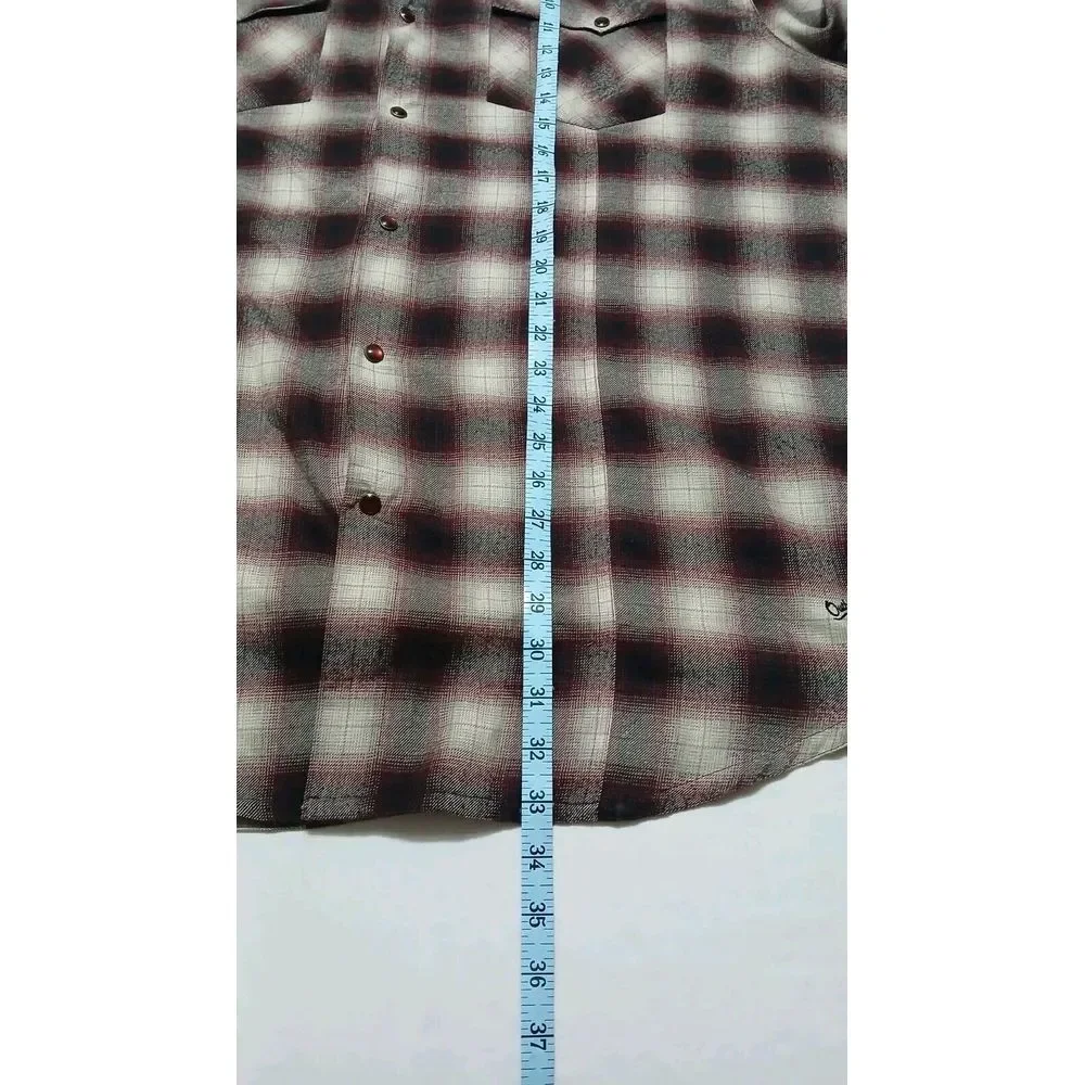 Outback Trading Company Mens XXL Western‎ PearlSnap Burgundy Long Sleeve Flannel